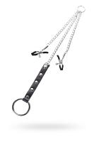 Зажимы для сосков TOYFA Metal с кольцом для пениса, серебряные, 60 см (0T-00012167)