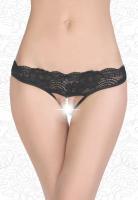 СТРИНГИ ЖЕНСКИЕ С ЖЕМЧУГОМ разм. 50-52, цвет черный (2832)