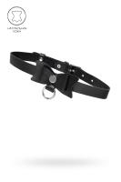 Чокер-ошейник Pecado BDSM, с бабочкой и колечком, натуральная кожа, чёрный (УТ-00004657)