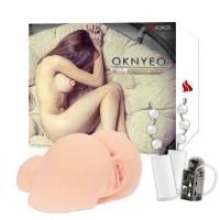 Oknyeo, мастурбатор полуторс вагина и анус с вибрацией,ротацией (M03-002-01V)