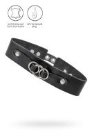 Чокер-ошейник Pecado BDSM, со связанными кольцами на подложке, натуральная кожа, чёрный (УТ-00004651