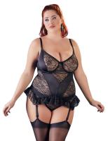 Комплект грация с подтяжками+стринги 90D/XL, черный Cottelli CURVES (26324031441)