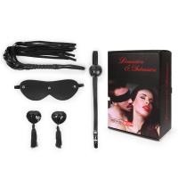 НАБОР (маска, кляп, пэстисы, плётка) цвет чёрный (NTB-80610)