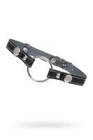 Кляп Pecado BDSM, Кольцо 39 мм, с белой строчкой, натуральная кожа, черный (УТ-00004110)