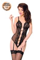 Боди с подвязками для чулок SoftLine Collection Tina, черный, M/L (0T-00007761)