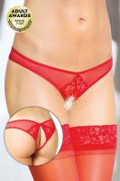Трусики открытые с украшениями SoftLine Collection, красный, S/M (0T-00007774)