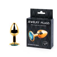 GOLDEN PLUG SMALL (втулка анальная) цвет кристалла голубой, L 72 мм, D 28 мм, вес 50г, (GS-05)