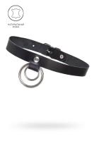 Чокер-ошейник Pecado BDSM, кольцо в кольце, натуральная кожа, чёрный (УТ-00004653)
