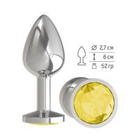 Анальная втулка Silver с желтым кристаллом (513-11 YELLOW-DD)