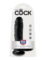 Фаллоимитатор с мошонкой на присоске черный King Cock 8 Cock with Balls Black (5507-23 PD)