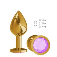 Анальная втулка Gold с сиреневым кристаллом средняя (520-13 LILAC-DD)