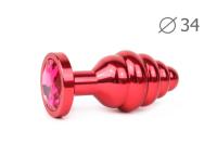 Втулка анальная RED PLUG MEDIUM (красная), L 80 мм D 34 мм, вес 90г, цвет кристалла рубиновый (AR-14