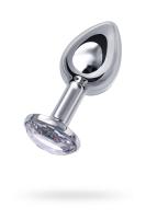 Анальная втулка Metal by TOYFA, металл, серебряная, с белым кристаллом, 7,5 см, d 3 см, 145 г (0T-00