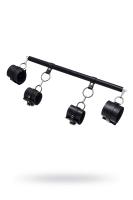 Бондажный набор Pecado BDSM, 4 точки фиксации, распорка, наручники, оковы, натуральная кожа, черный 