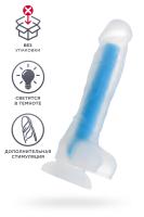 Фаллоимитатор светящийся в темноте, силикон, синий, 18 см (УТ-00003595)