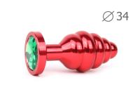 Втулка анальная RED PLUG MEDIUM (красная), L 80 мм D 34 мм, вес 90г, цвет кристалла зелёный (AR-07-M