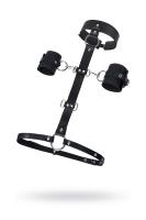 Сбруя для фиксации шеи и рук Pecado BDSM, натуральная кожа, черная (УТ-00002397)