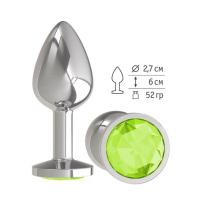 Анальная втулка Silver с салатовым кристаллом (513-12 LIME-DD)