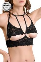Эротический бралетт Erolanta Ellen кружевной с открытым нижним кливиджем, черный (50-52) (УТ-0000471