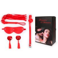 НАБОР (маска, кляп, пэстисы, плётка) цвет красный (NTB-80609)