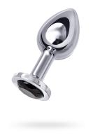 Анальная втулка Metal by TOYFA, металл, серебряная, с черным кристаллом, 10 см, d 4 см, 360 г (0T-00