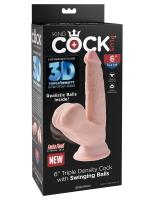 Фаллоимитатор на присоске King Cock Plus 6 Triple Density с подвижной мошонкой (5729-21 PD)