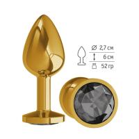 Анальная втулка Gold с черным кристаллом маленькая (510-09 BL DD)
