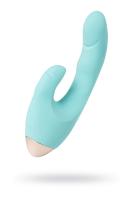 Вибратор с клиторальным стимулятором L'EROINA by TOYFA Crystal, силикон, голубой, 18,3 см (0T-000152