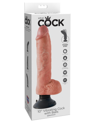 Вибромассажер 3в1 на съемной присоске 10 Vibrating Cock with Balls (5410-21 PD)