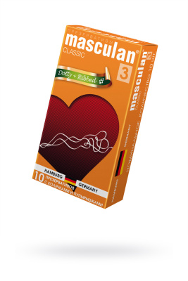 Презервативы Masculan, сlassic 3, doty, латекс, кольца, точечные, розовые, 19 см, 5,3 см, 10 шт. (0T