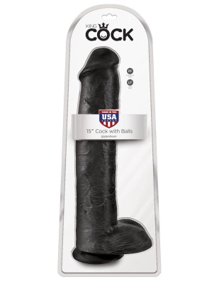 Фаллоимитатор-гигант черный King Cock 15 Cock with Balls (5535-23 PD)